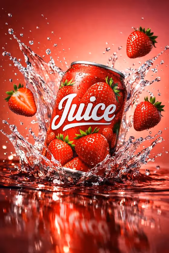 Ultra-Realistic Cinematic Beverage Product Photography Of A Vibrant