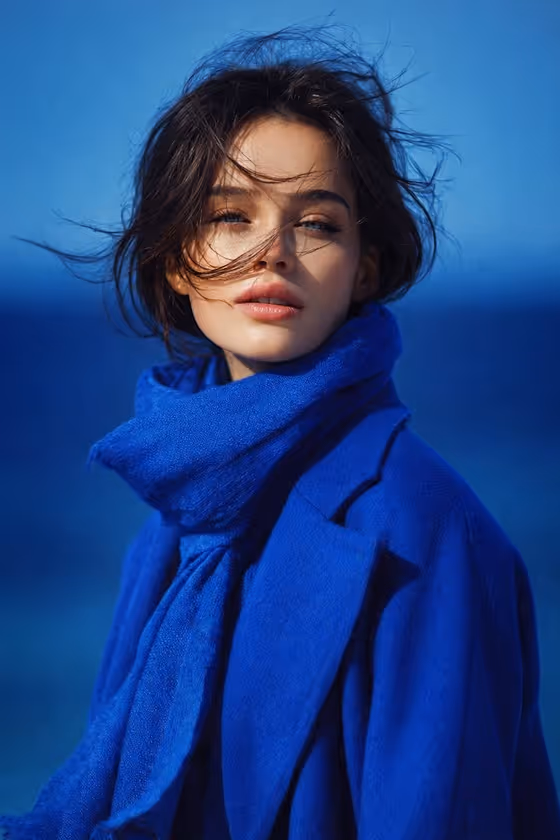 Royal Blue Wool Coat Portrait