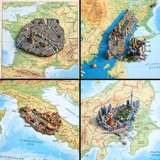 Ultra-Realistic Top-Down Geographic Map With Precise Cartographic