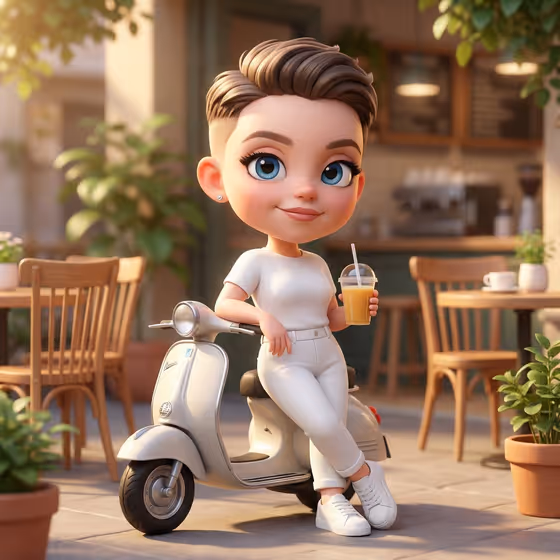 Chibi Scooter Cafe Portrait template result