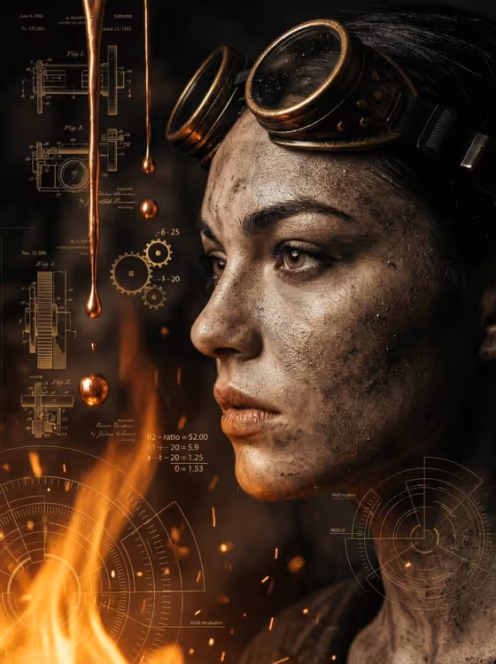 Copper Blueprint Portrait template result