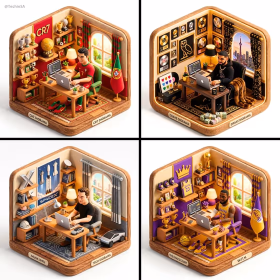 3d Isometric Diorama Illustration Of Character Working