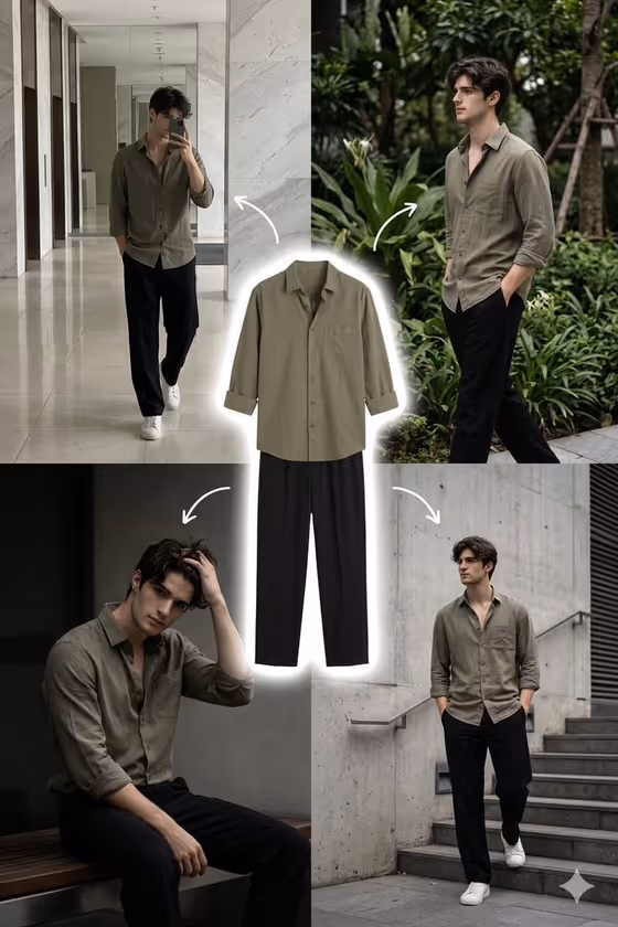 Five-Scene Outfit Collage template result