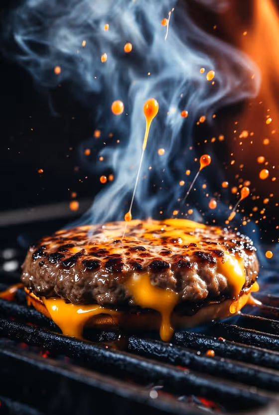 Macro Cheeseburger Close-Up