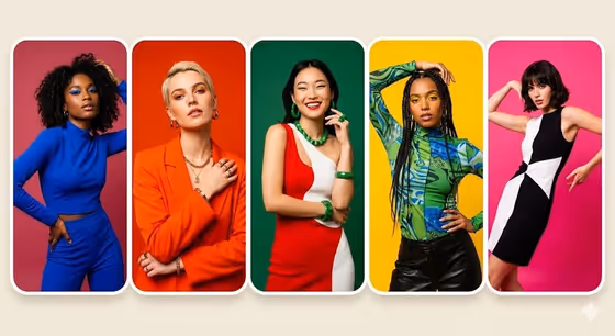 Five-Panel Color Portrait Grid template result