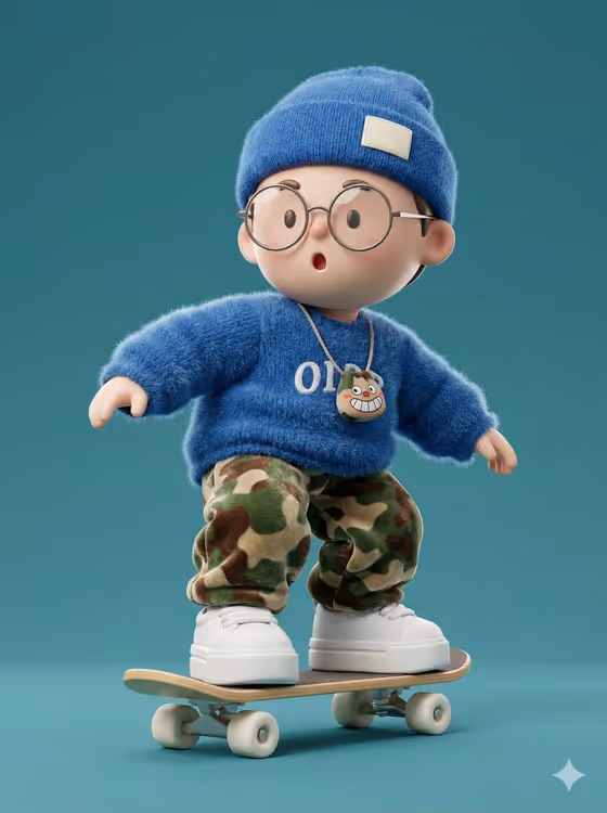 Chibi Skateboarder Mohair Sweater template result