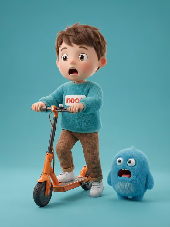 Boy Scooter Blue Monster