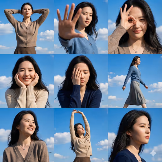Nine-Pose Sky Contact Sheet template result