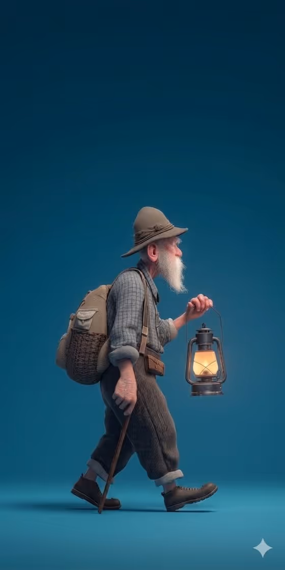 Teal Hiker Figurine