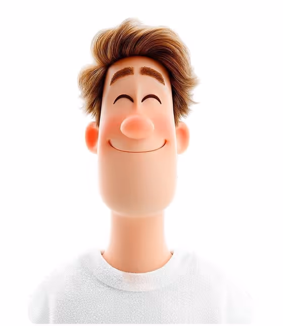 3d Avatar Of A Man, With A Happy