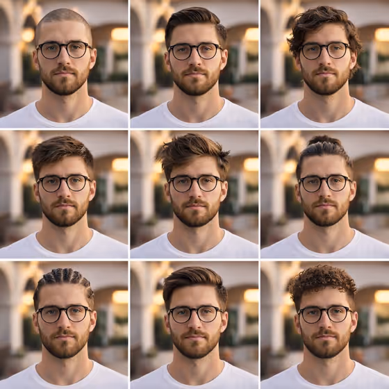 Nine-Panel Hairstyle Grid template result