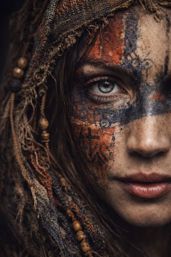 Tribal Half-Face Portrait