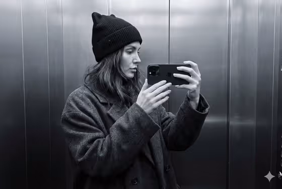 Monochrome Elevator Selfie