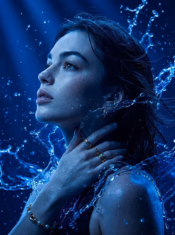 Dramatic Blue-Lit Portrait template result