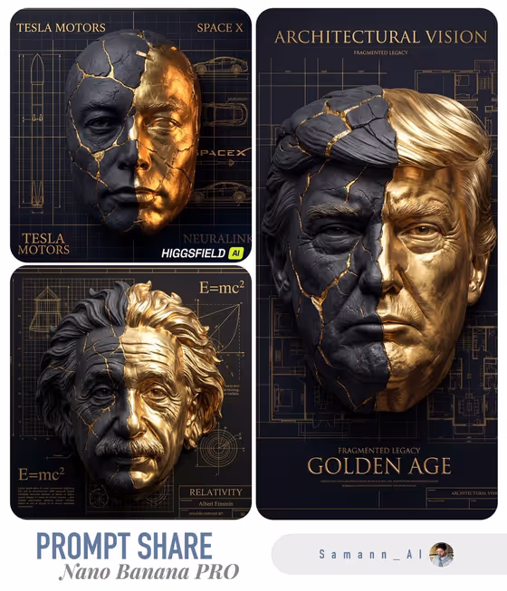 Kintsugi Split Portrait Mask