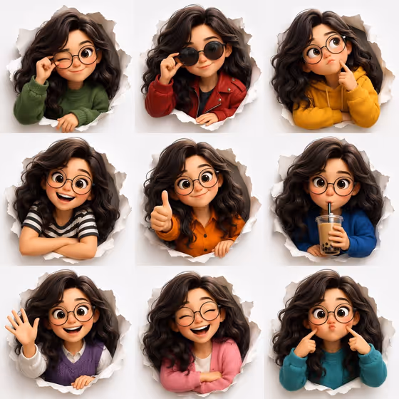 Animated Avatar Expression Sheet
