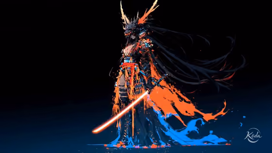 Glowing Swordswoman Dragon Portrait