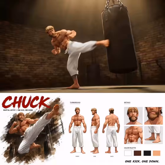 Chuck Martial Artist Bible Sheet