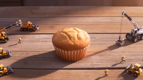 Tiny Crew Builds Giant Cupcake