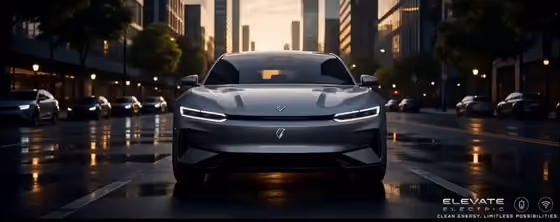 Futuristic Electric Car City Drive