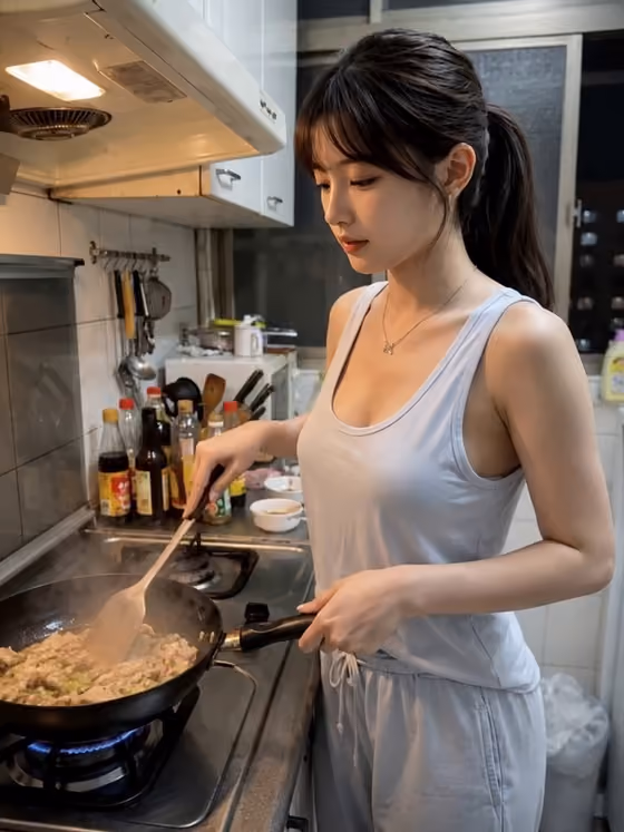 Cinematic Night Home Cooking Moment