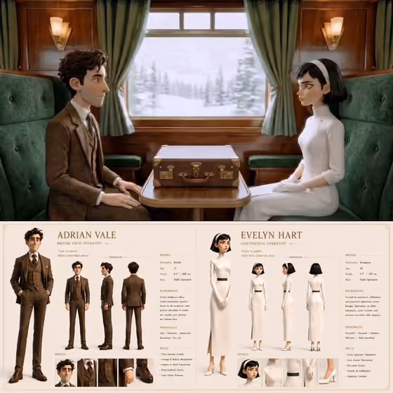 Sophisticated Spy Character Design Sheet