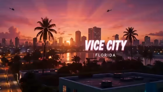 Neon Tropical City Car Chase