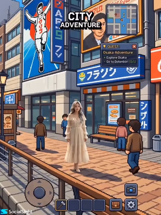 Pixel RPG City Adventure With Real Person