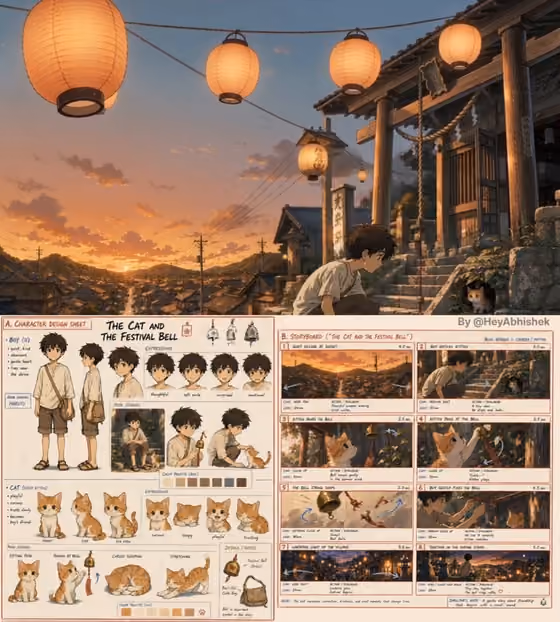 Cat And Festival Bell Anime Board