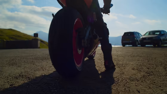 Explosive Mountain Motorcycle Action Sequence