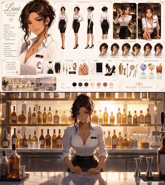 Luxury Anime Bartender Character Sheet