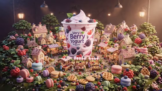 Miniature Pastry Village Yogurt Ad