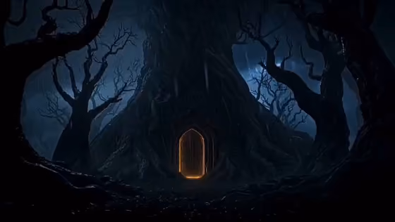 Glowing Forest Door Fantasy Portal