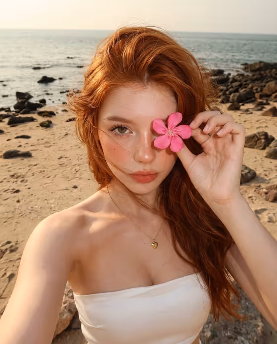 Beach Flower Selfie