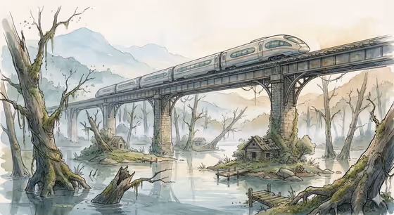 Watercolor Rail Valley