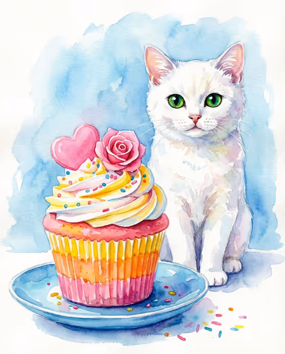 Watercolor Pet Cupcake