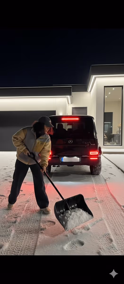Snow Driveway Night