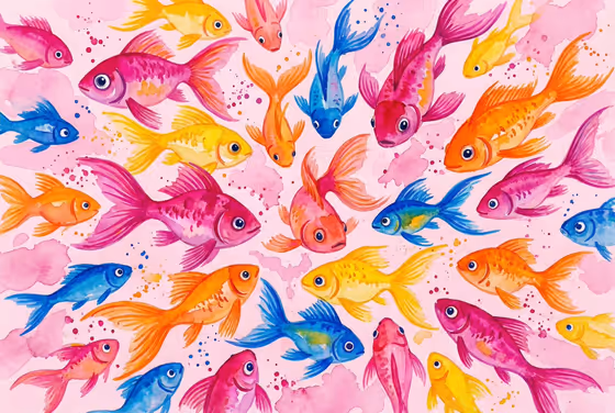 Watercolor Fish School