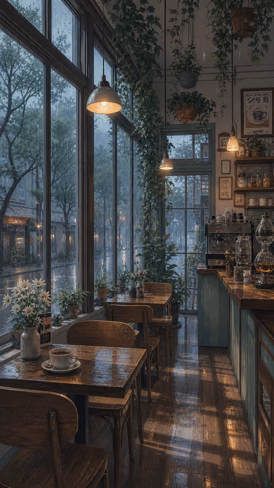 Sunlit Retro Cafe