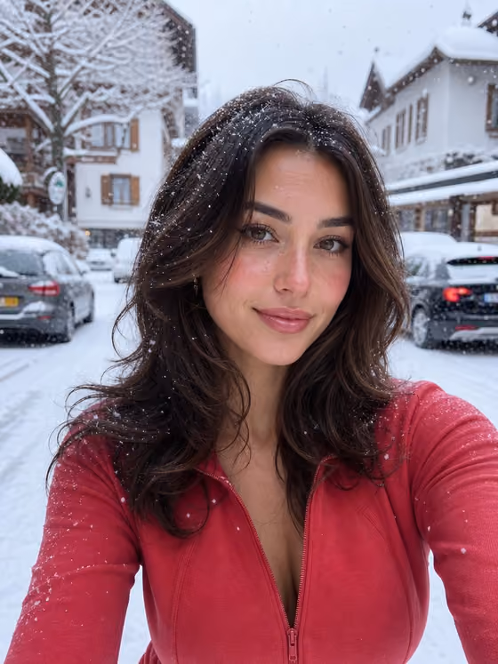 Cozy Winter Street Selfie