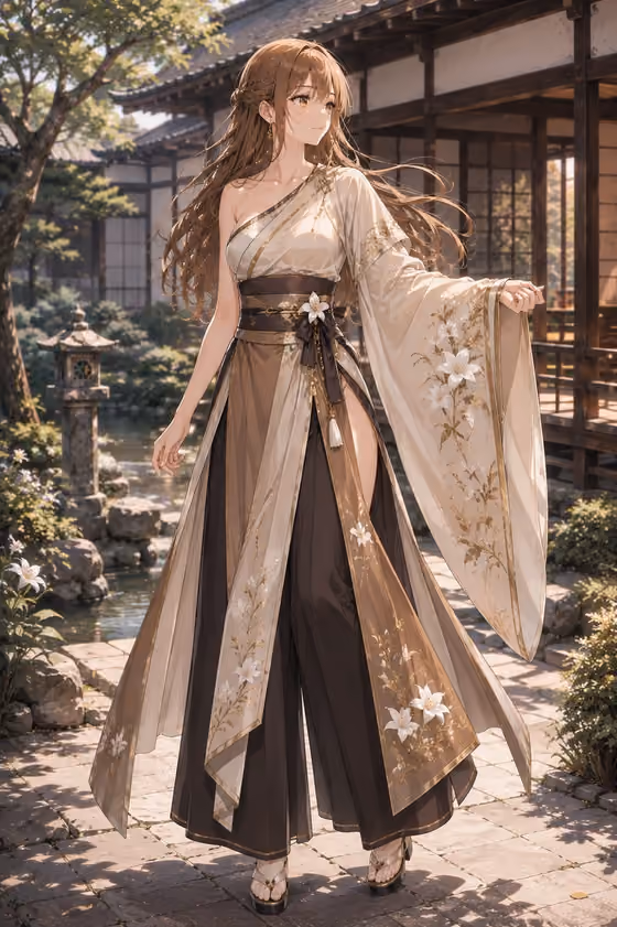 Elegant Kimono Garden Woman