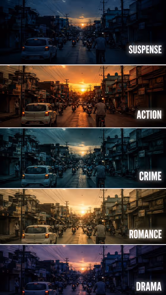 YouTube Thumbnail - Cinematic Film Genre Color Grading Comparison