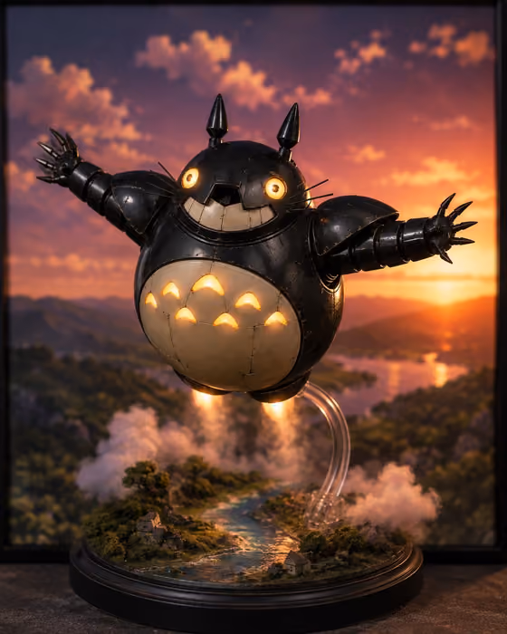 Totoro Robot Figure Diorama