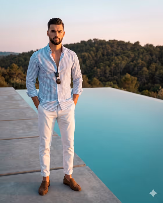 Luxury Men's Lifestyle Pool Portrait template result