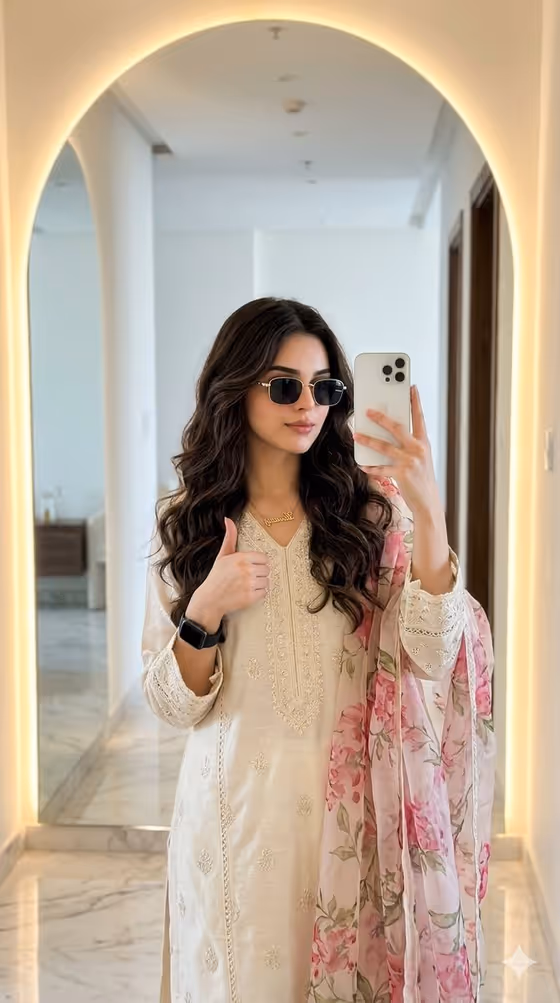 Traditional Pakistani Mirror Selfie template result