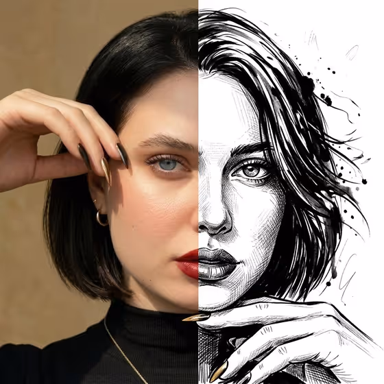 Split Ink Portrait template result