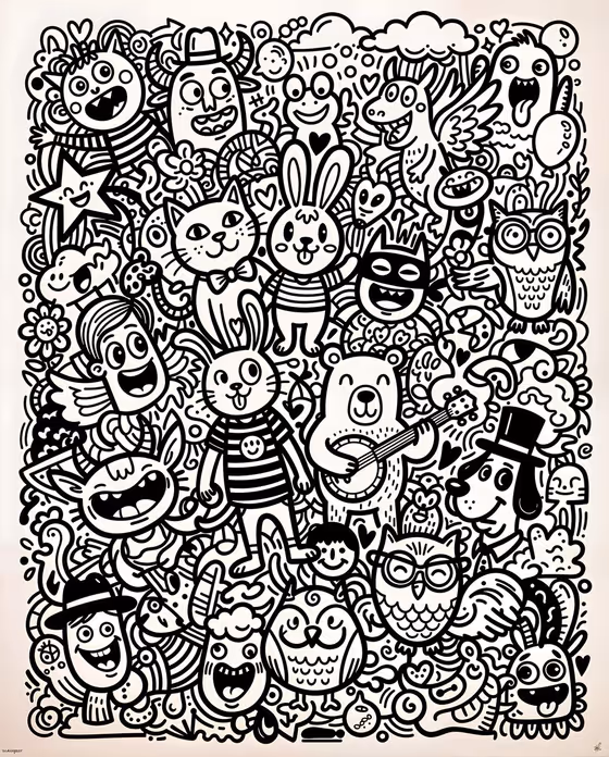 Whimsical Doodle Crowd template result