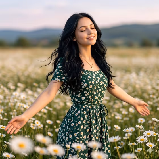 Cinematic Daisy Field Portrait template result