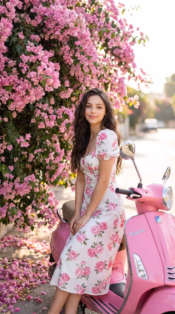 Vintage vintage Italian-style scooter Summer Portrait