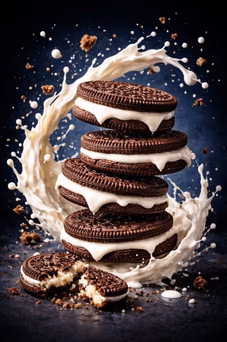 Macro Luxury Biscuit Milk Splash